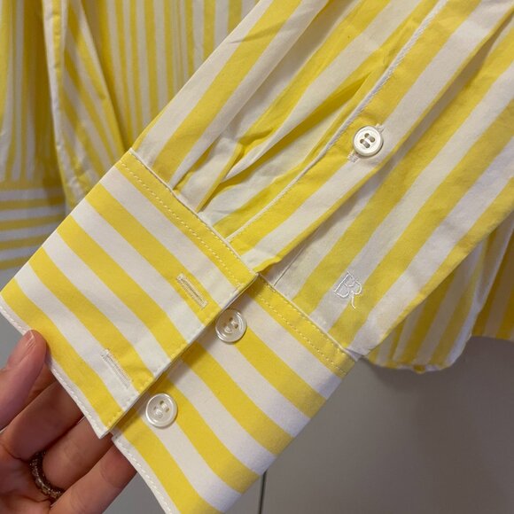 ✨EUC✨Banana Republic Yellow Striped Poplin Shirt size M NWOT - Picture 7 of 8